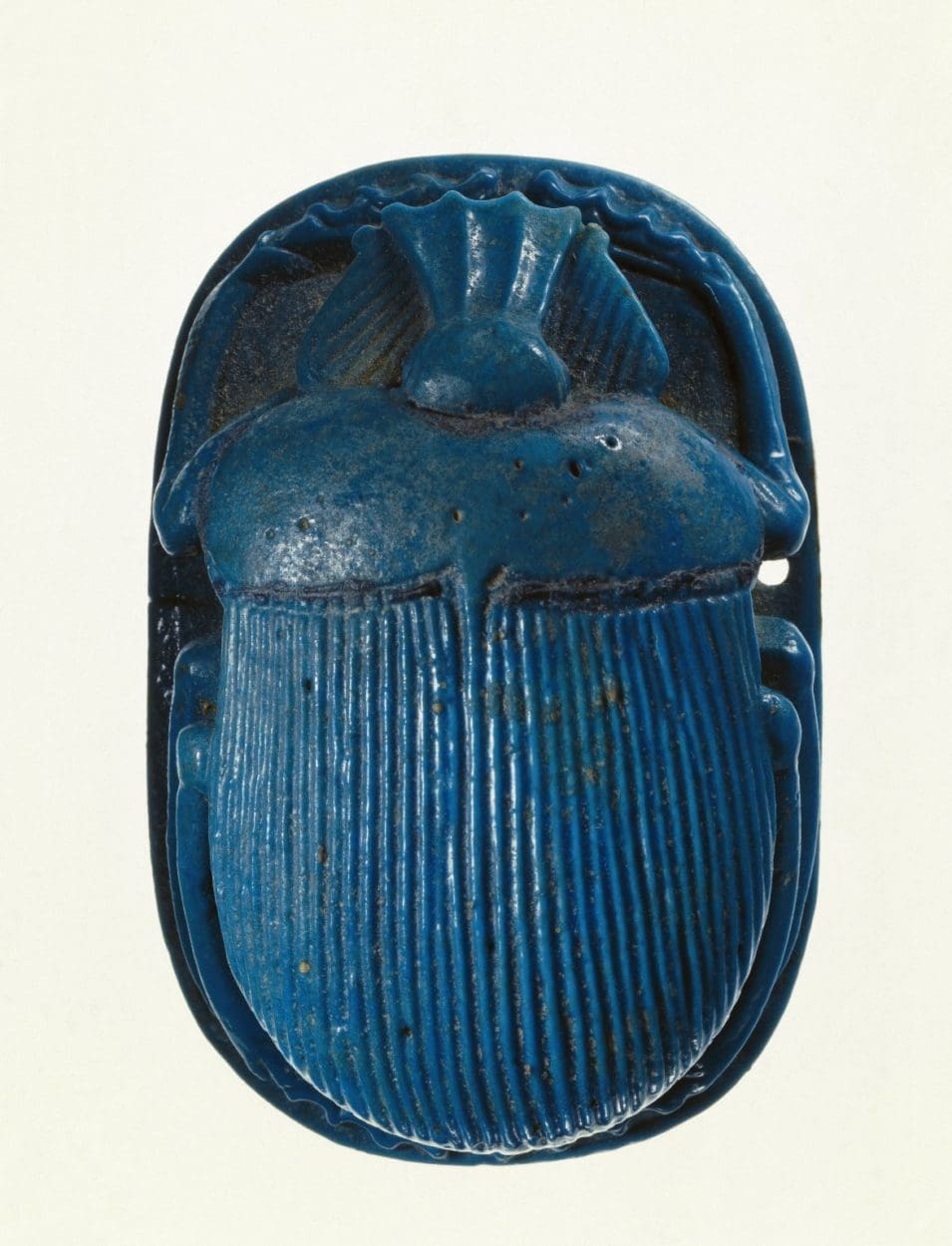 Carved faience scarab