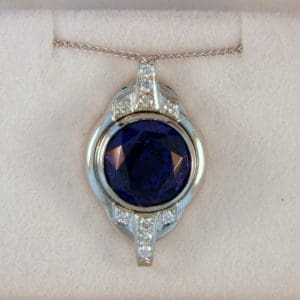 9.88ct Round Gem Tanzanite Pendant made from a Deco Watch Case 1