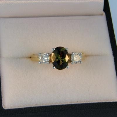 Andalusite & Diamond 3-Stone Ring