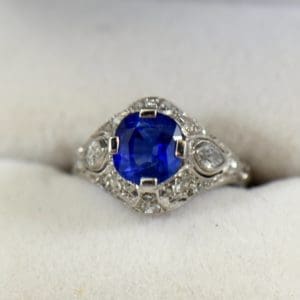 Art Deco Untreated Sapphire Ring in Platinum 1