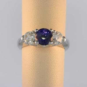 Color Change Sapphire Three Stone Ring