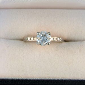 Deco .90ct Old European Cut Diamond Ring in Platinum 1