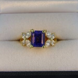 Estate 18k Ring with Emerald Cut Tanzanite 1