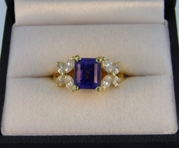 Estate 18k Ring with Emerald Cut Tanzanite 1