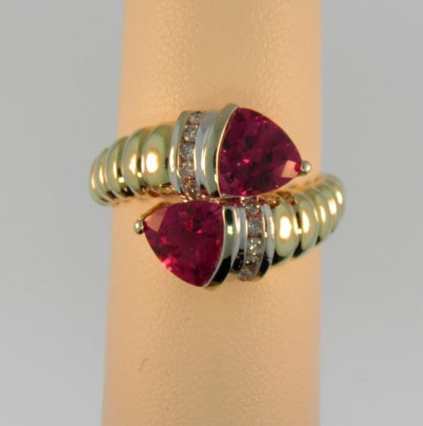 Estate Bypass Ring with Rubellite Tourmalines 1