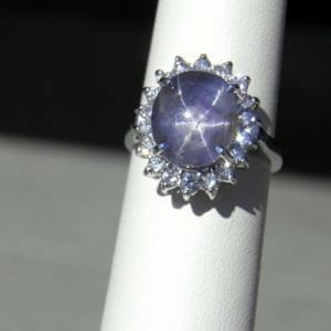 Estate Halo Ring with 10ct Round Blue Star Sapphire 1