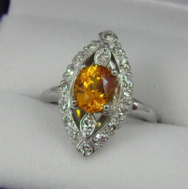 Mid Century Yellow Sapphire and Diamond Ring 1