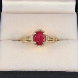 Oval Red Spinel Halo Ring