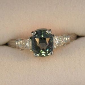 Platinum Teal Sapphire Ring