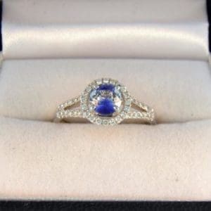 Unusual Bicolor Sapphire Halo Ring