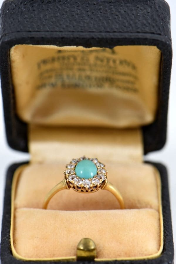 Victorian Persian Turquoise   Diamond Halo Ring 1