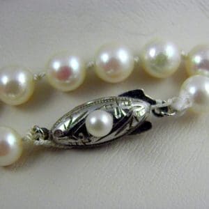 Vintage Opera Length Akoya Pearl Strand With Gold Flower Clasp