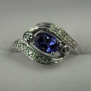 Vintage Ring with Natural Blue Spinel and Diamonds 1