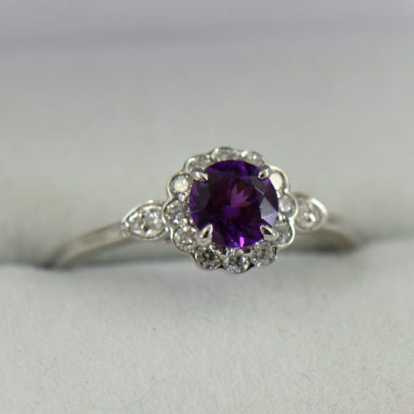 Mozambique Purple Garnet Ring with Diamonds in White Gold
