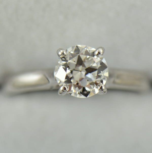 Platinum Solitaire Engagement Ring with Half Carat Modern Euro Diamond 3