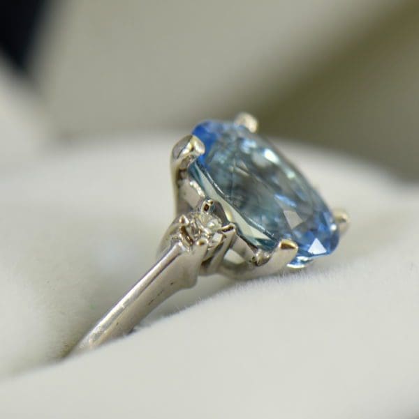 Intense Blue Natural Aquamarine Classic Engagement Ring in White Gold 2