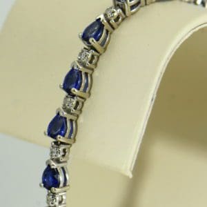 Pear Shape Blue Sapphire and Diamond Tennis Bracelet 2