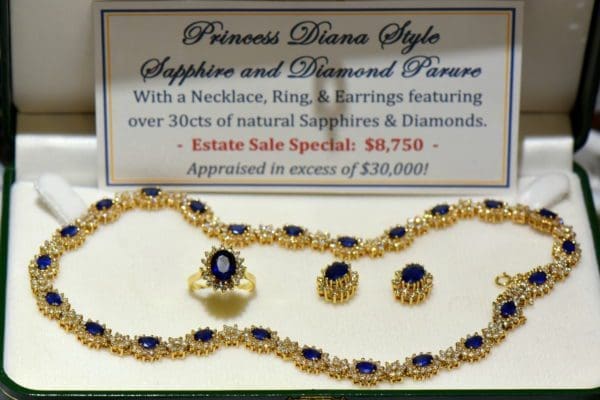 Princess Diana Style Sapphire and Diamond Necklace Set