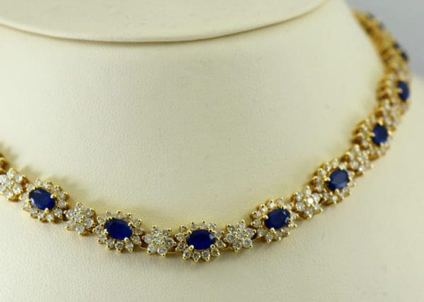 Princess Diana Style Sapphire and Diamond Necklace Set Necklace