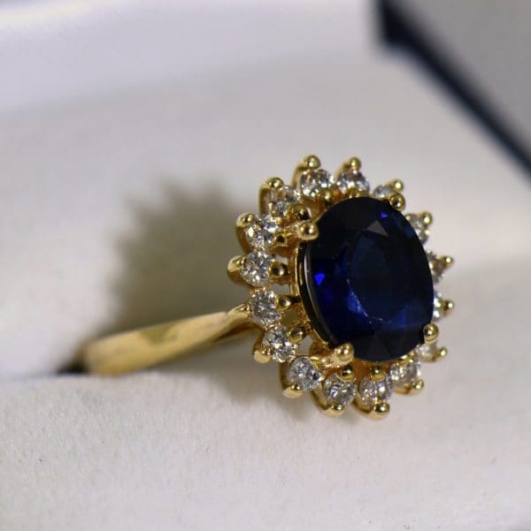 Princess Diana Style Sapphire and Diamond Necklace Set Ring 2