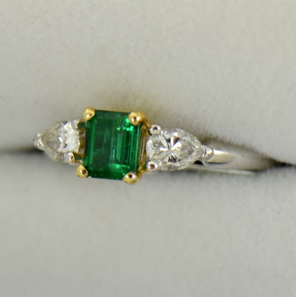 Emerald And Pear Diamond Ring Twotone Gold 2