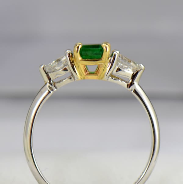 Emerald And Pear Diamond Ring Twotone Gold 3