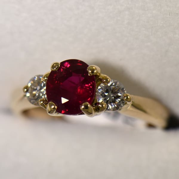 Estate 1.25ct Burmese Ruby  Diamond Ring 18k yellow gold 3