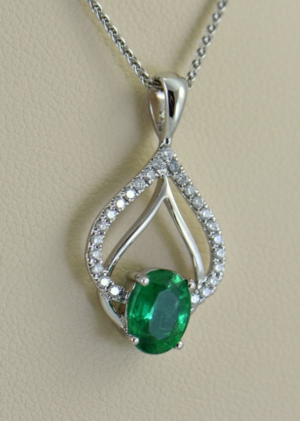 Zambian Emerald and Diamond Pendant 3
