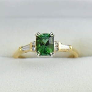 Cushion Afghan Green Tourmaline  Diamond Engagement Ring.JPG