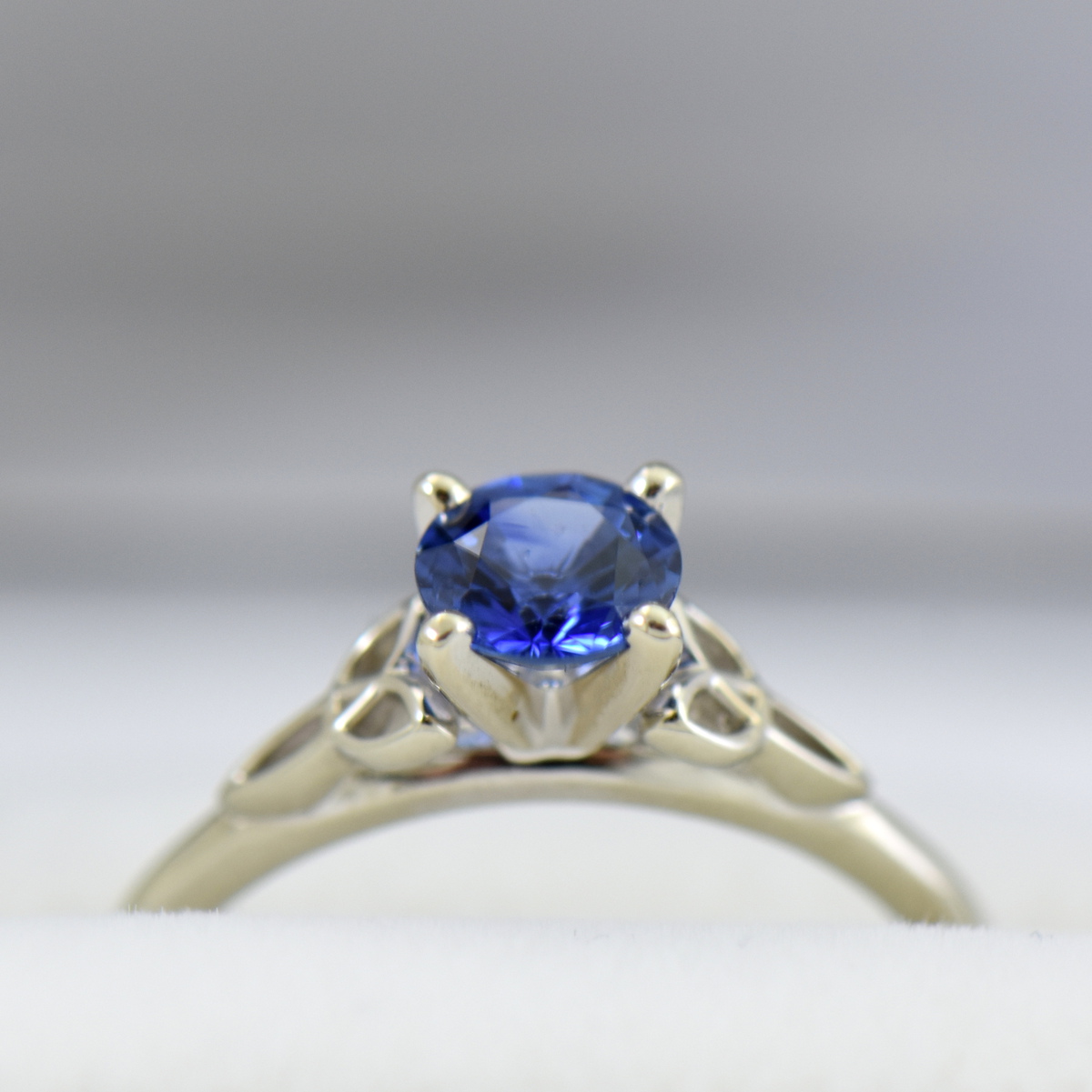 Blue Sapphire Engagement Ring with Celtic Trinity Accents | Exquisite ...