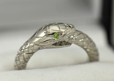 Custom Gent s Snake Ring with Demantoid Eyes.JPG