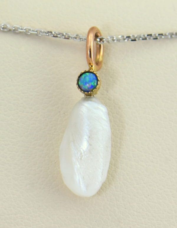Mississippi River Pearl  Opal Pendant Pin Conversion 2.JPG