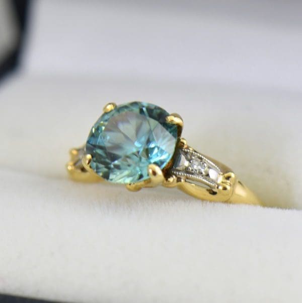 Retro Blue Zircon  Diamond Solitaire Ring.JPG