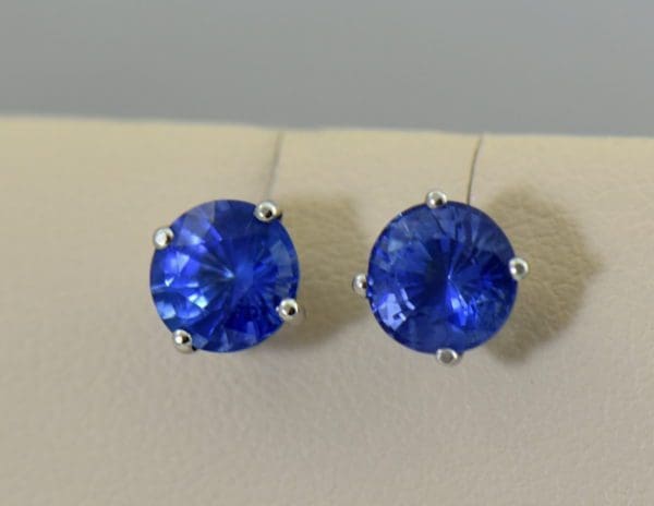 Round 6.2mm Ceylon Cornflower Blue Sapphire Stud Earrings.JPG