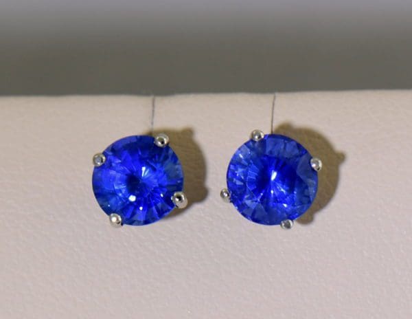 Round 6.2mm Ceylon Cornflower Blue Sapphire Stud Earrings 2 natural light.JPG
