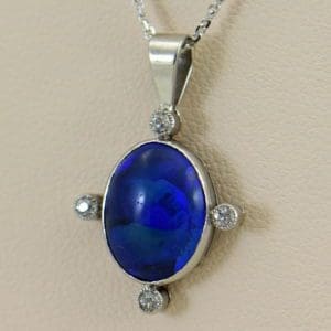 art deco platinum peacock black opal  diamond pendant.JPG