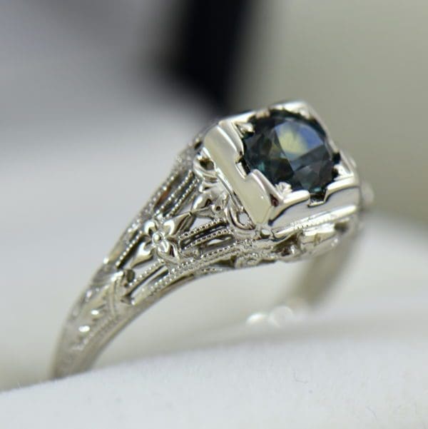 Teal Montana Sapphire Art Deco Engagement Ring 3.JPG