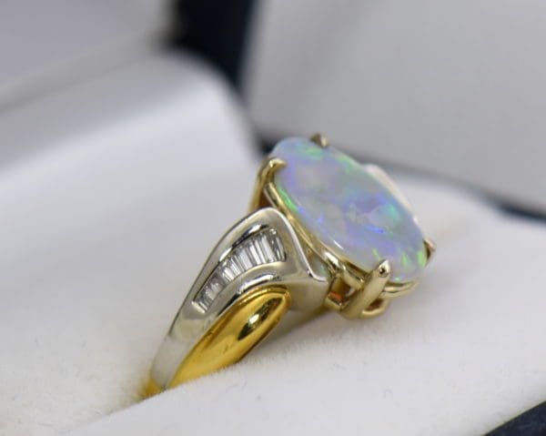 Custom Australian Opal Diamond Ring Platinum 18k 2.JPG