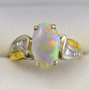 Custom Australian Opal Diamond Ring Platinum 18k 4.JPG