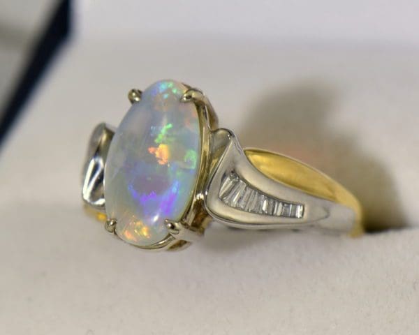 Custom Australian Opal Diamond Ring Platinum 18k 5.JPG