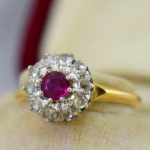 Victorian Ruby Rose Cut Diamond Halo Ring.JPG Copy