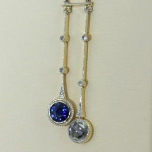 Unheated Blue Sapphire Rose Cut Diamond Neglegee circa 1900.JPG