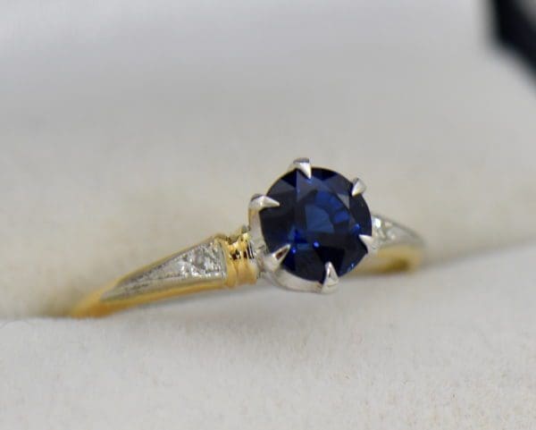 late deco granat bros navy blue sapphire engagement ring thin shank.JPG