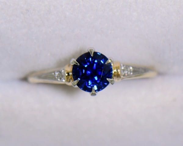 late deco granat bros navy blue sapphire engagement ring thin shank 3.JPG