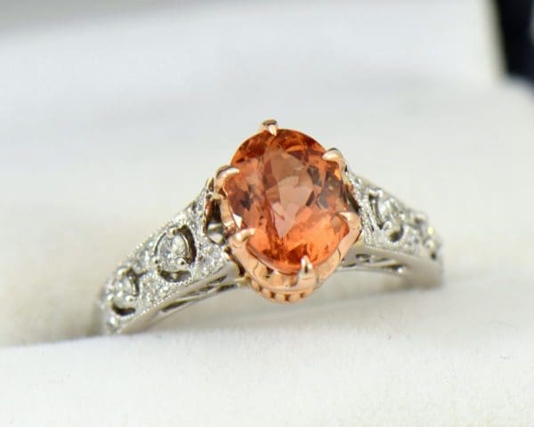 Peachy Pink Imperial Topaz Diamond Ring.JPG