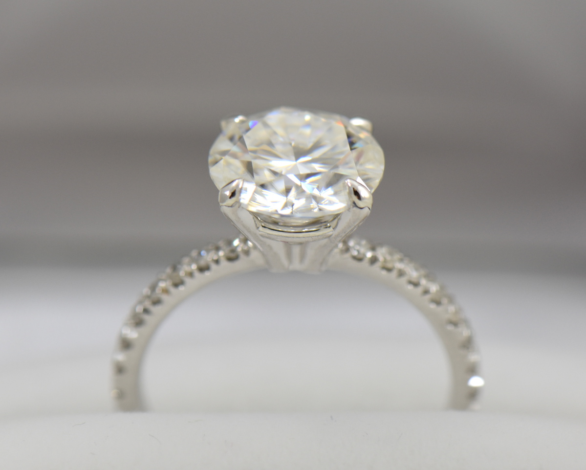 4ct moissanite solitaire engagement ring on thin diamond shank 7.JPG