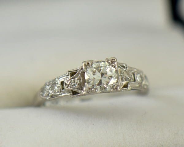 Art Deco Platinum .50ct Diamond Engagement Ring 3.JPG
