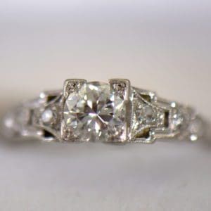 Art Deco Platinum .50ct Diamond Engagement Ring 4.JPG