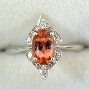Gina s Mid Century White Gold Peach Pink Imperial Topaz Ring 4.JPG