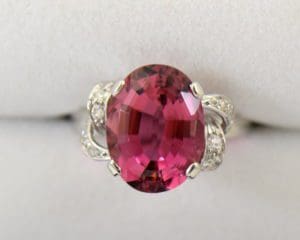 A Mid 20th Century Pink Tourmaline Cocktail Ring